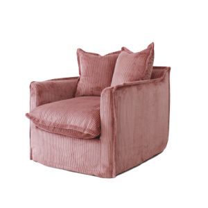 The Cloud Single Seater with Blush Corduroy Slipcover | by Black Mango