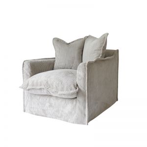 The Cloud Single Seater with Mist Corduroy Slipcover | by Black Mango