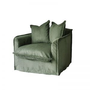 The Cloud Single Seater with Sage Corduroy Slipcover | by Black Mango