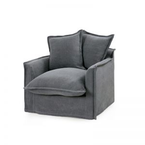 The Cloud Single Seater with Slate Slipcover | by Black Mango