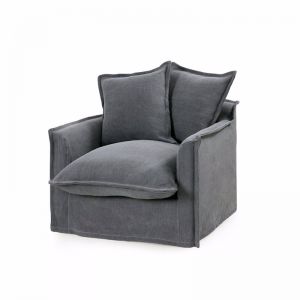 The Cloud Single Seater with Slipcover | Slate | by Black Mango