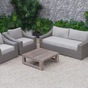 The Wave Rattan Sofa Set Coffee Table | Wooden Outdoor Coffee Table | Style Temple