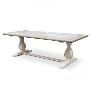 Titan Reclaimed 1.98m ELM Wood Dining Table - Rustic White Washed