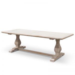 Titan Reclaimed 2.4m ELM Wood Dining Table - Rustic White Washed