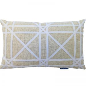 TORBAY Linen and White Crosses Cushion Cover | 30cm x 50cm