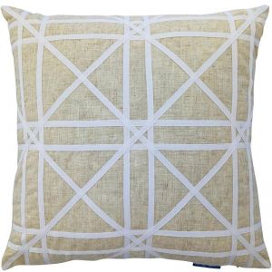 TORBAY Linen and White Crosses Cushion Cover | 50cm x 50cm