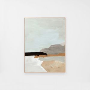 Tranquil Coastline | Grey | Framed Canvas Print