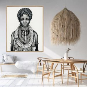 Tribal Girl with Dreadlocks | AP3029-MONO | Framed Canvas Print | Affordable Prints Collection | By 