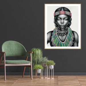 Tribal Girl with Lip Ring | P3027 Multicoloured | Colour Clash Studio