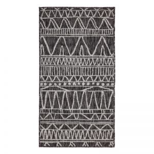 Tribal Pattern Black Outdoor Rug | Large