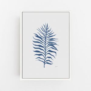 Tropical Fine Living Art Leaf Print | Navy Blue with Whisper Grey Wall Art Print | By Pick a Pear | 