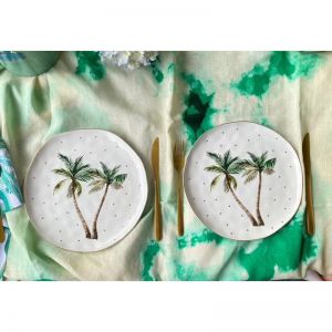Tropical Palm dinner plates by Carla Dinnage | Set of 2