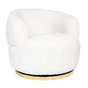 Tubby Swivel Arm Chair | Ivory Boucle