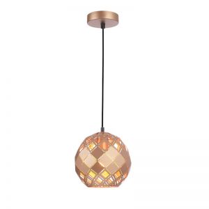 TUILE Small Embossed Tiled Pendant Light | Champagne Gold
