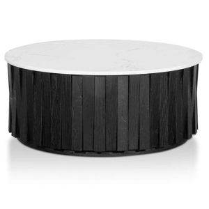 Tulisa Porcelain Marble Round Coffee Table | Black