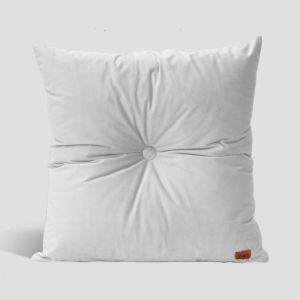 Velvet Cushion with Centre Button Detail | 41 x 41cm | Insert Included | Milk