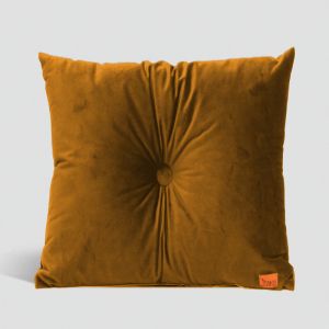 Velvet Cushion with Centre Button Detail | 41 x 41cm | Insert Included | Mustard