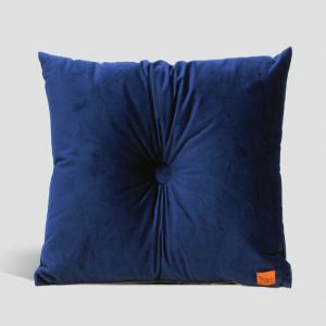 Velvet Cushion with Centre Button Detail | 41 x 41cm | Insert Included | Royal Blue