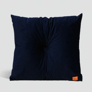 Velvet Cushion with Centre Button Detail | 51 x 51cms | Insert Included | Black