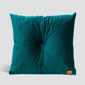 Velvet Cushion with Centre Button Detail | 51 x 51cms | Insert Included | Teal