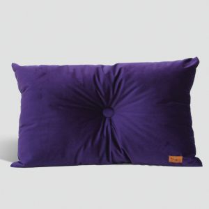 Velvet Cushion with Centre Button Detail | Lumbar | Insert Included | Deep Purple