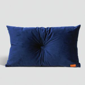 Velvet Cushion with Centre Button Detail | Lumbar | Insert Included | Royal Blue
