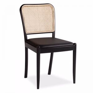 Vika Chair | Black With Black Seat Pad And Cane Back