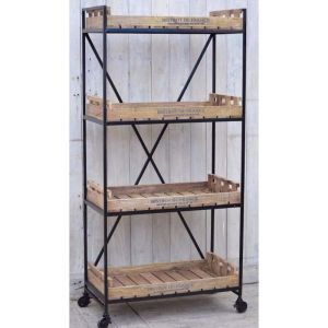 Vintage Crate Bookcase On Wheels