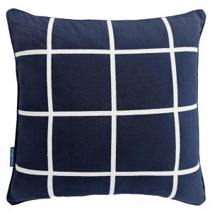 VISTA Dark Blue and White Windowpane Cushion Cover | 50cm x 50cm