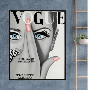 Vogue Crossed Fingers | Framed Canvas Print | Colour Clash Studio
