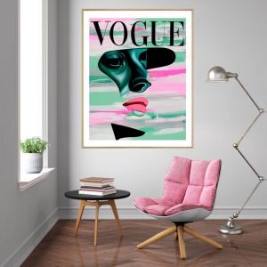 Vogue Shadow | P2016-Pink Background | Framed Print | Colour Clash Studio