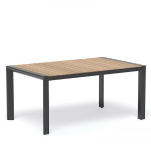 Vydel Outdoor Solid Teak Table | 160 x 100cm | Matt Charcoal