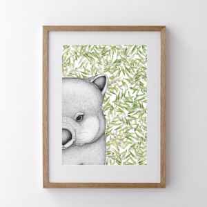 Walter the Wombat with Gum Leaves | Art Print