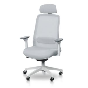 Walther Mesh Office Chair | Cloud Grey with White Base