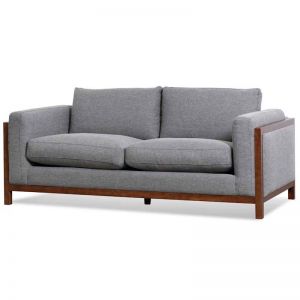 Wilford1 2 Seater Fabric Sofa | Graphite Grey with Walnut Frame