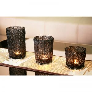 Wire Mesh Tealight Candle Holders | Set of 3 | Black | by Lirash