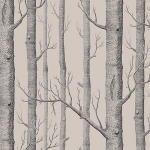 Woods Wallpaper - Linen & Charcoal