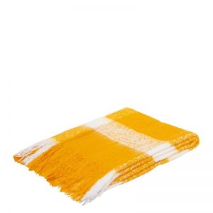 Wren Faux Mohair Throw | 130x160cm | Mustard & White