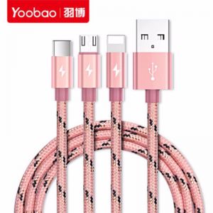 Yoobao Three in One Cable 120cm - Pink Ribbon