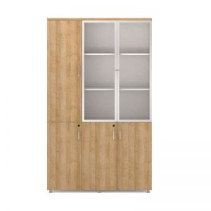 ZIVA Display Cabinet 3 Door Bookcase 120cm -  Kaldi wood + Brown