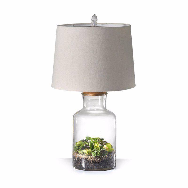 Fillable Jar Lamp With Oatmeal Shade, Fillable Glass Table Lamp Ideas