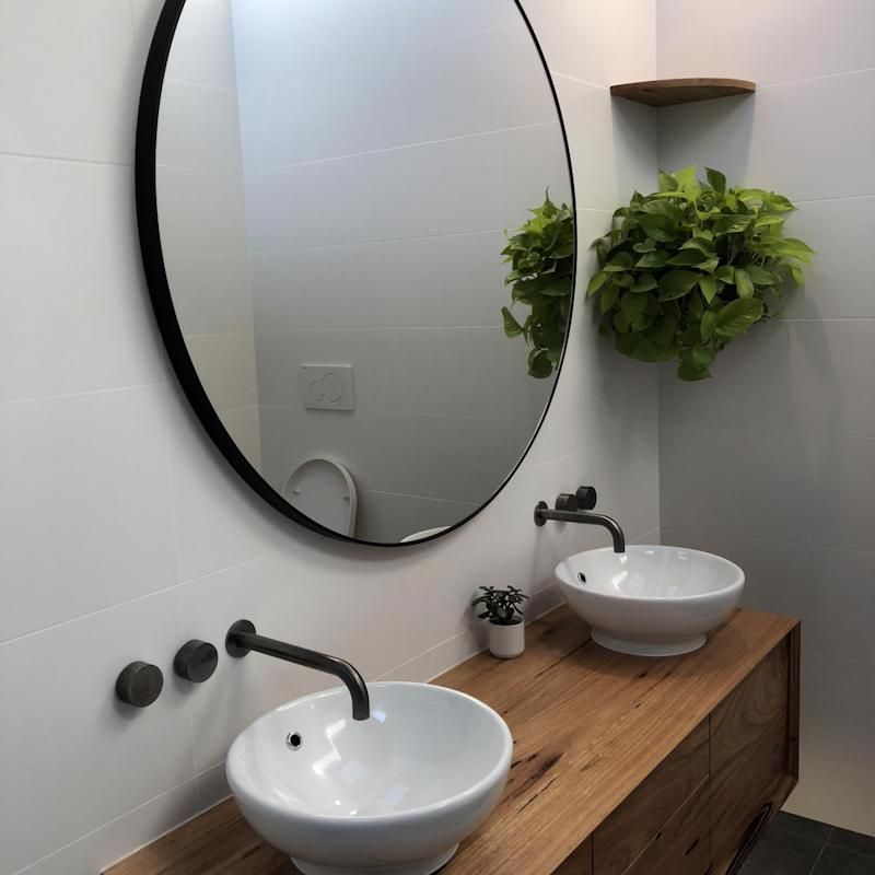 Modern Black Circular Round Mirror, Matt Black Circle Bathroom Mirror
