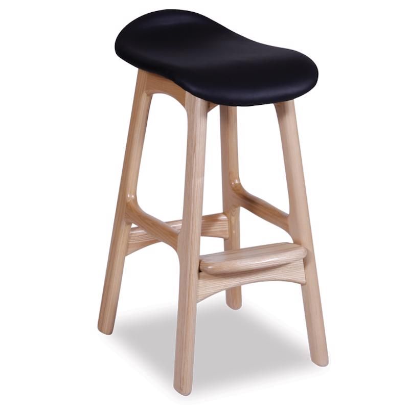 Scandi Bar Stool Natural Solid, Wooden Bar Stools With Leather Seats