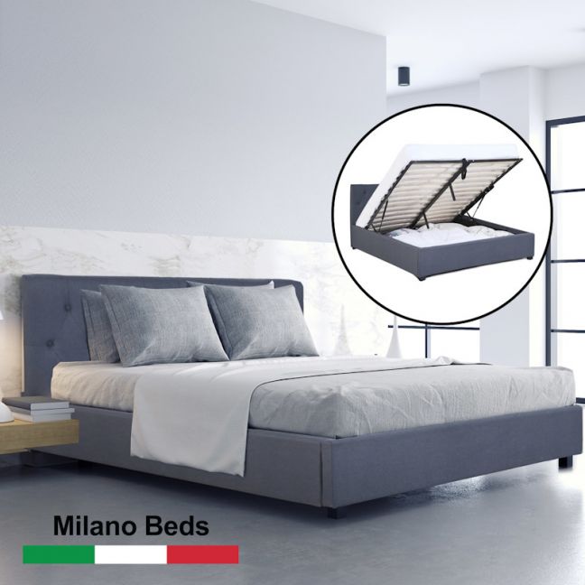 Milano Capri Luxury Gas Lift Bed With Headboard | Charcoal