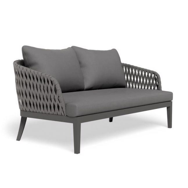 Alma Outdoor 2 Seater Lounge Chair | Matt Charcoal with Dark Grey Cushion