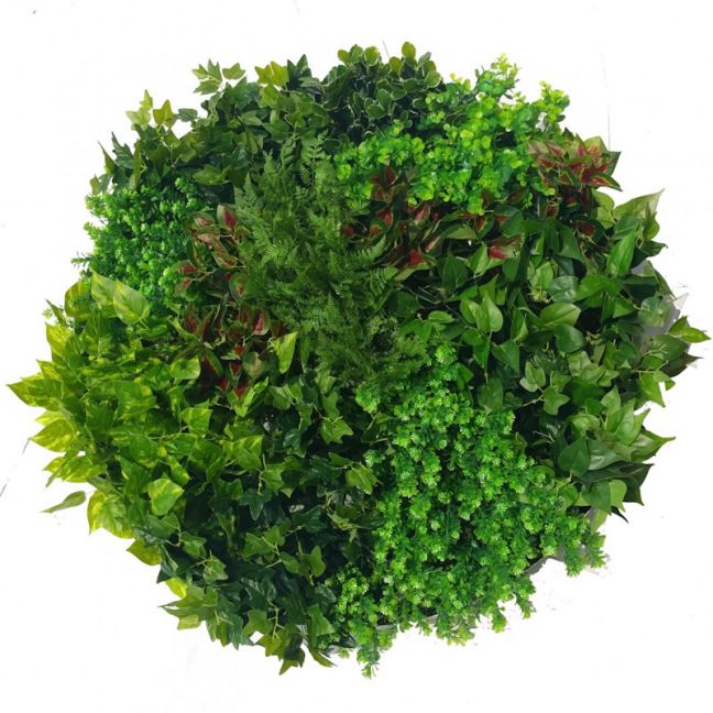 Artificial Green Wall Disc Art 100cm Mixed Ivy and Fern
