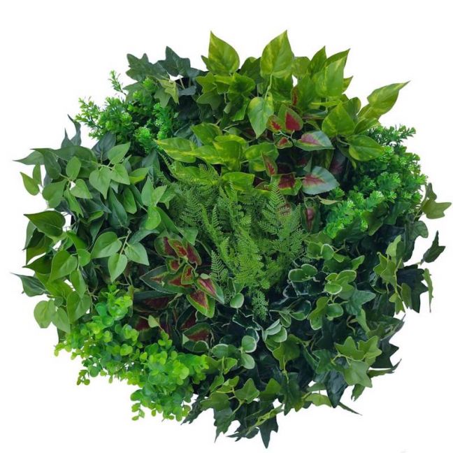 Artificial Green Wall Disc Art 60cm Mixed Fern & Ivy