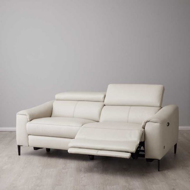 Bruce 3 Seater Electric Recliner | Leather | Stone