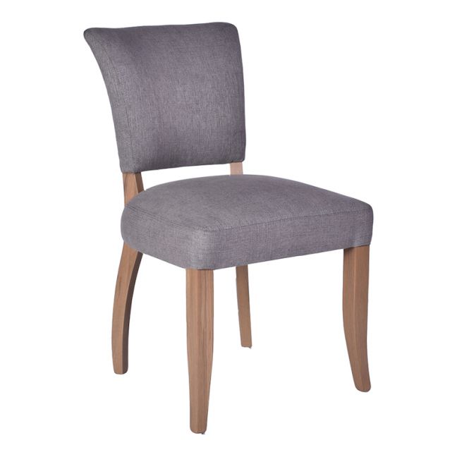 Cartier Grey Linen Dining Chair | Bosquet Leg