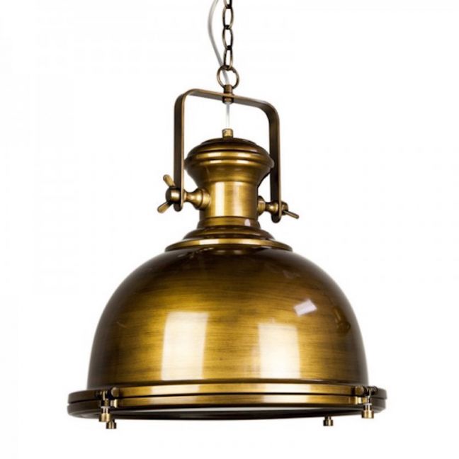 Gaia Industrial Pendant Light Antique, Vintage Brass Hanging Light Fixture